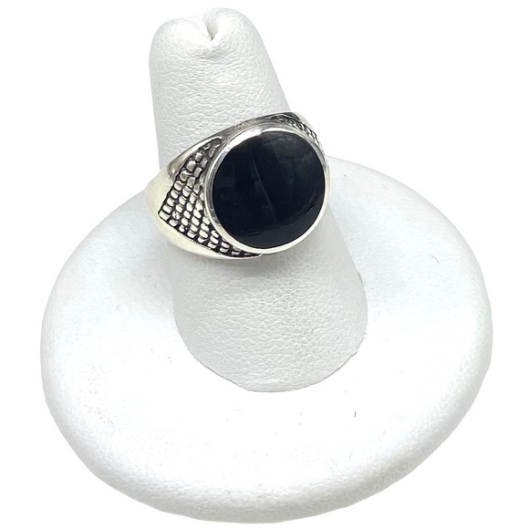 Artisan Other - Black Onyx Ring Sterling Silver 925 Chunky Stone Size 7 Men’s Unisex Jewelry